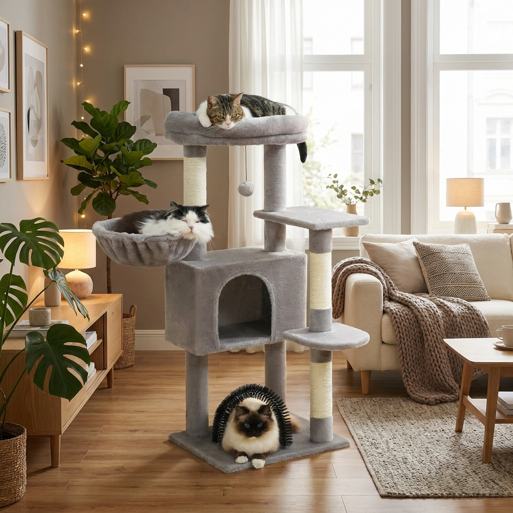 L’Équilibre – Arbre à Chat XXL Multi-Niveaux & Design Épuré