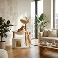 Le Nuage – Arbre à Chat Design en Bois Naturel & Rotin Tressé