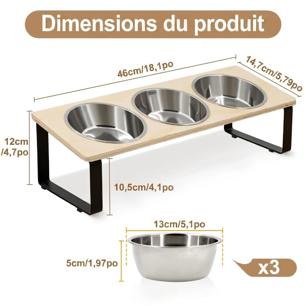 Le Trio Surélevé – Station Repas Triple Ergonomique