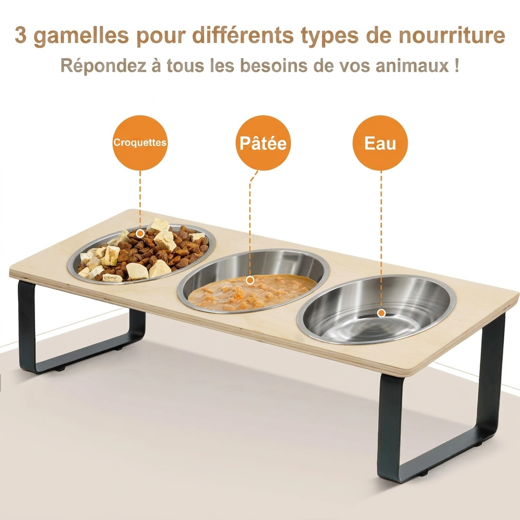 Le Trio Surélevé – Station Repas Triple Ergonomique