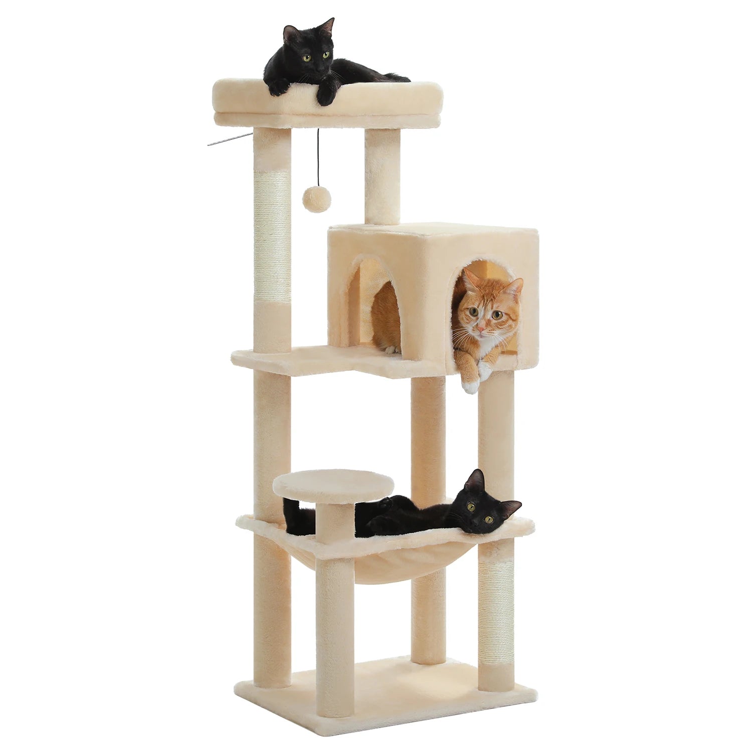 La Résidence de Gatsby – Arbre à Chat Maine Coon avec Niche, Hamac et Perchoir Panoramique (113 cm)