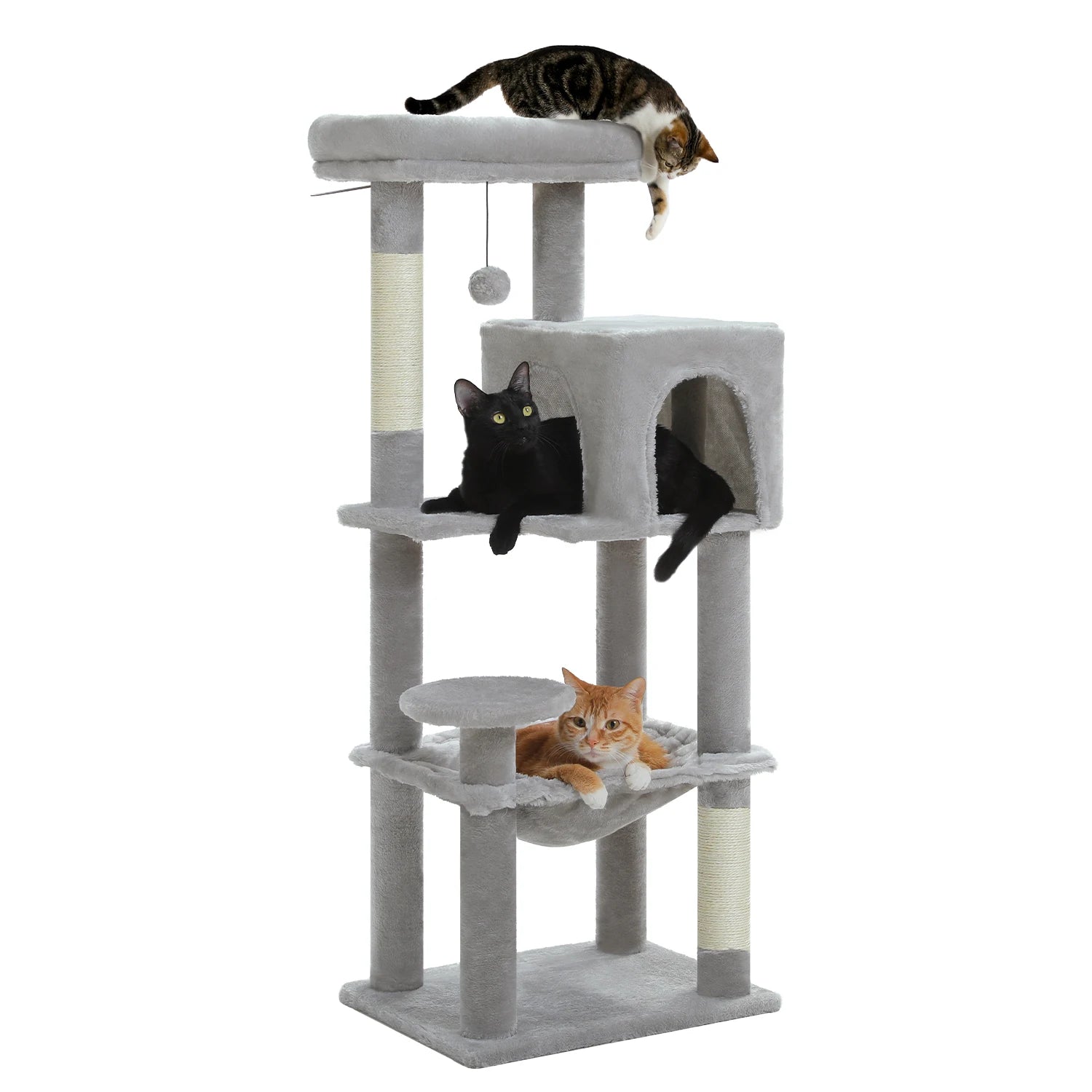La Résidence de Gatsby – Arbre à Chat Maine Coon avec Niche, Hamac et Perchoir Panoramique (113 cm)