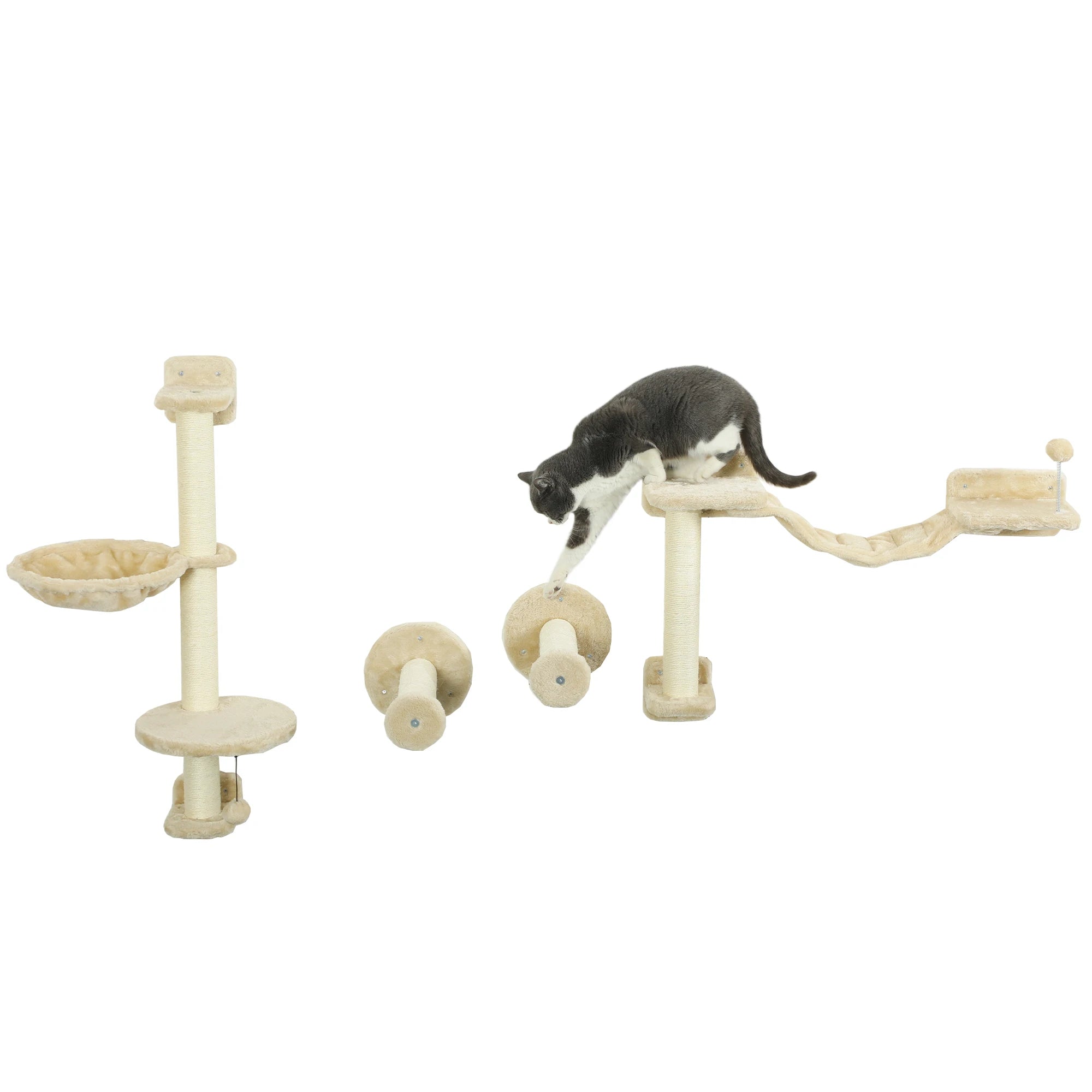 L'Ascension – Arbre à chat mural modulable en bois (Set de 4 modules)
