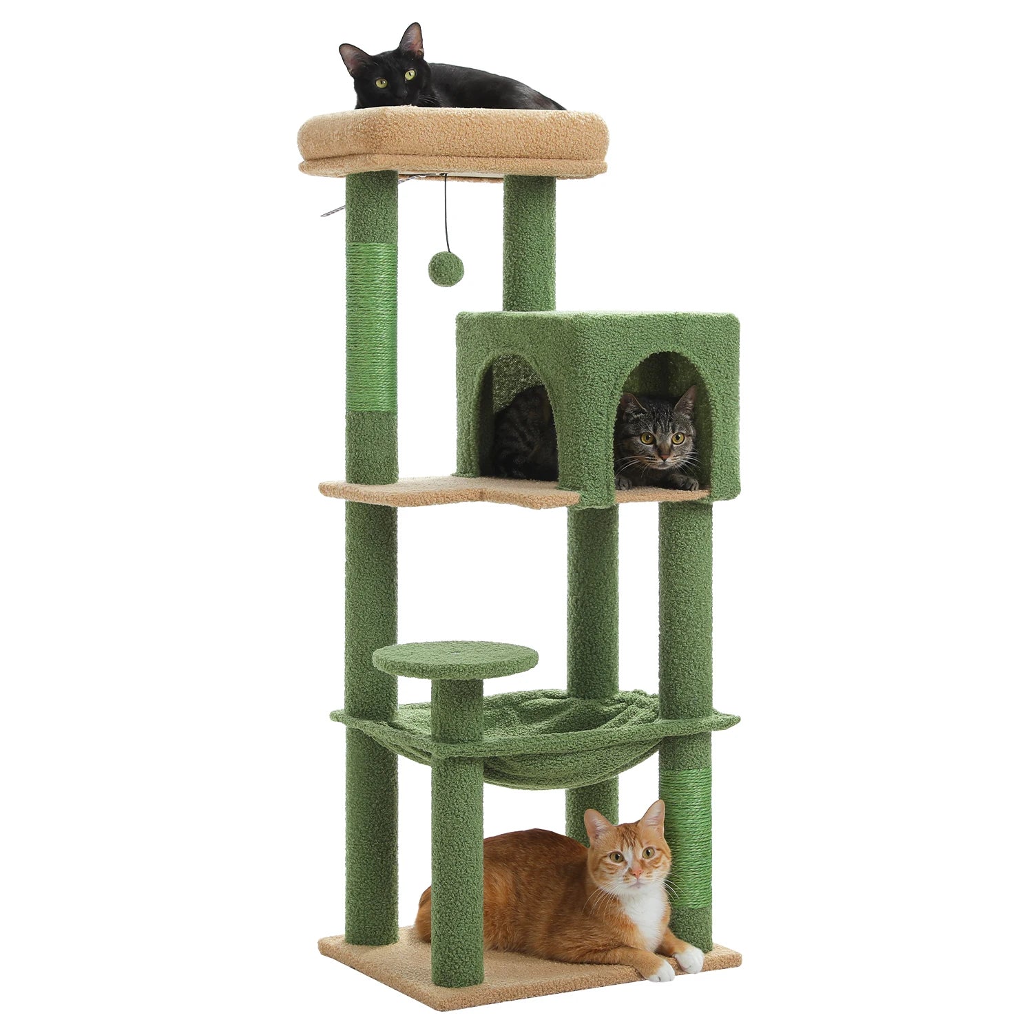 La Résidence de Gatsby – Arbre à Chat Maine Coon avec Niche, Hamac et Perchoir Panoramique (113 cm)