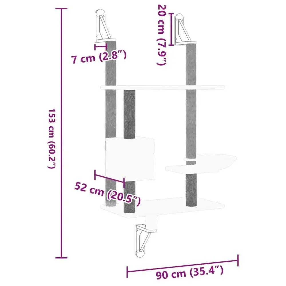 Arbre à Chat Mural 153 cm avec Niche et Panier – Le Sommet Mural