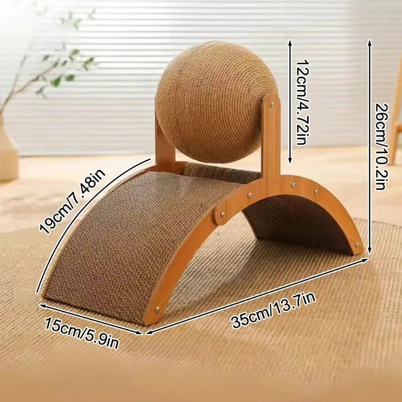 Le Globe Félin – Griffoir pour Chat Design 2-en-1 en Bois et Sisal