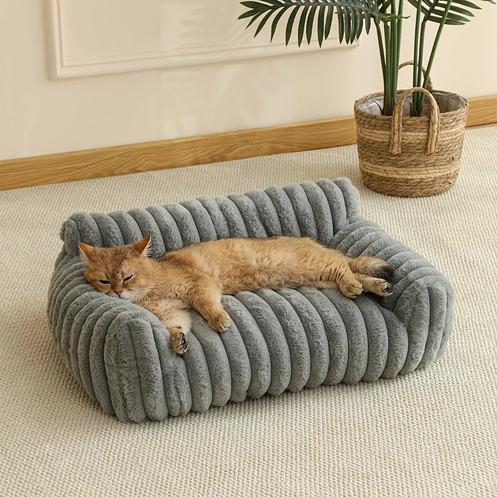Le Coussin Moelleux – Panier Rond en Peluche pour Chat