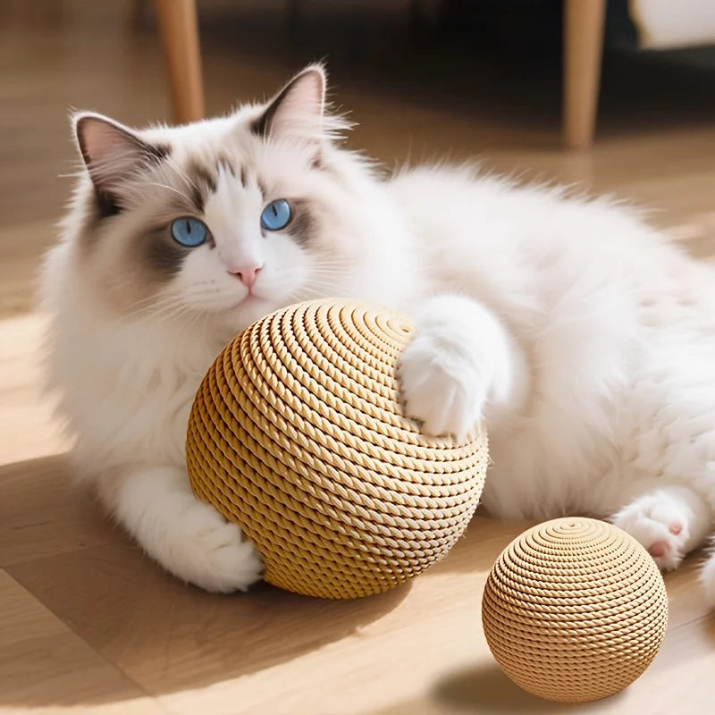 Balle en sisal géante pour chat 8 cm jouet interactif – vue 2