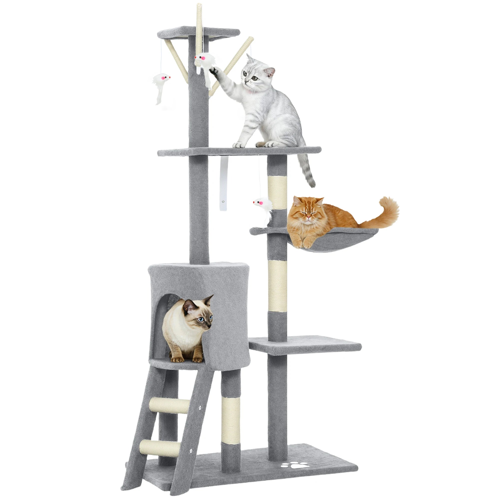 Le Château de Louna – Arbre à Chat XXL avec Niche, Hamac, Échelle et Plateformes Panoramiques