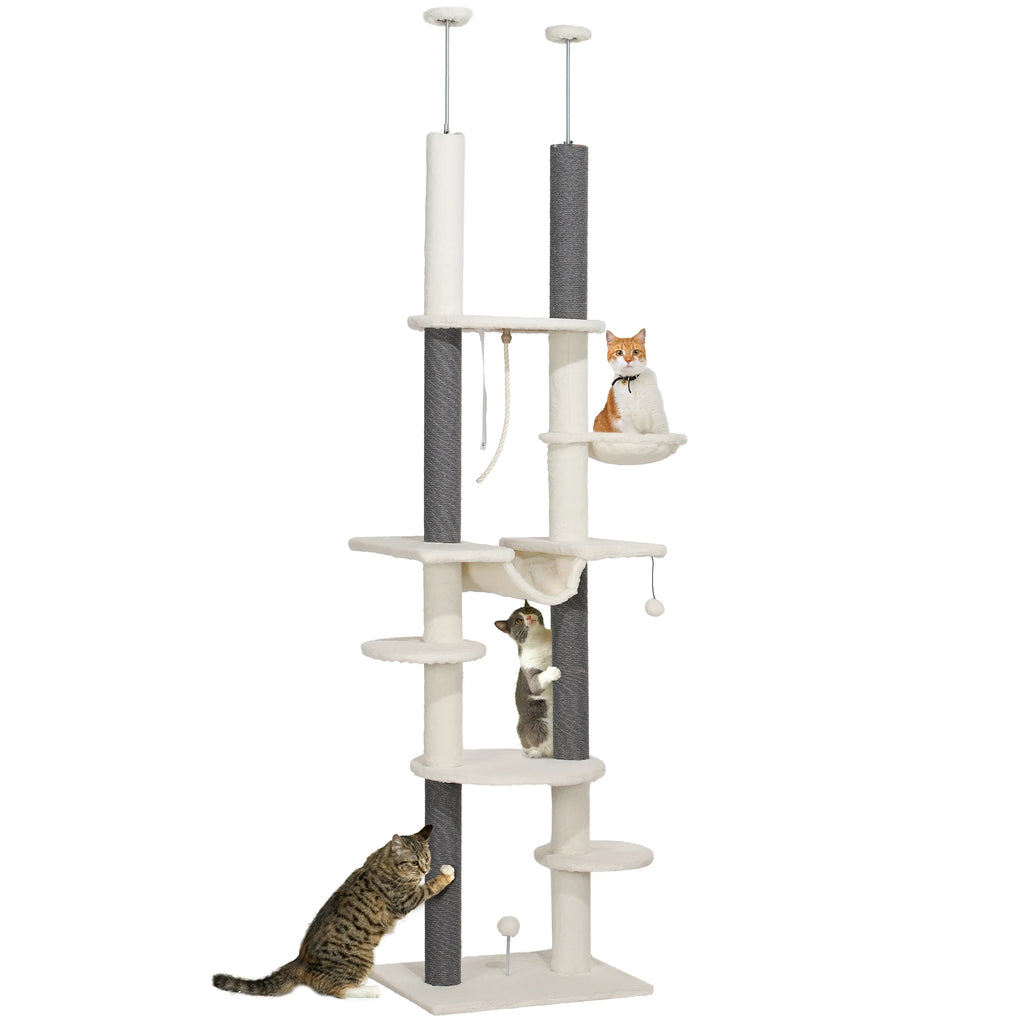 La Voie Lactée – Arbre à chat sol-plafond avec hamac suspendu (225 à 255 cm)