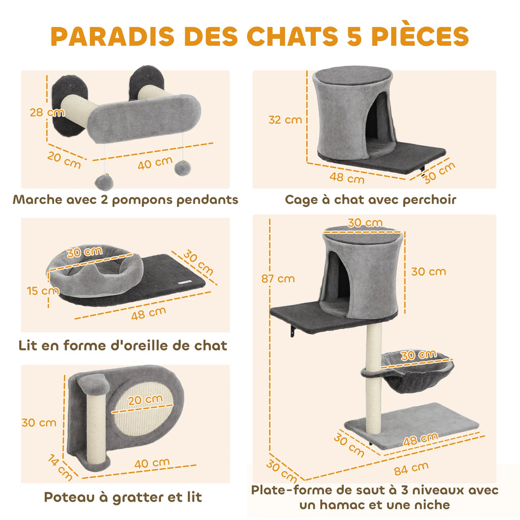 Le Parcours Mural 5 Pièces – Ensemble d'Escalade, Niche et Hamac Suspendu