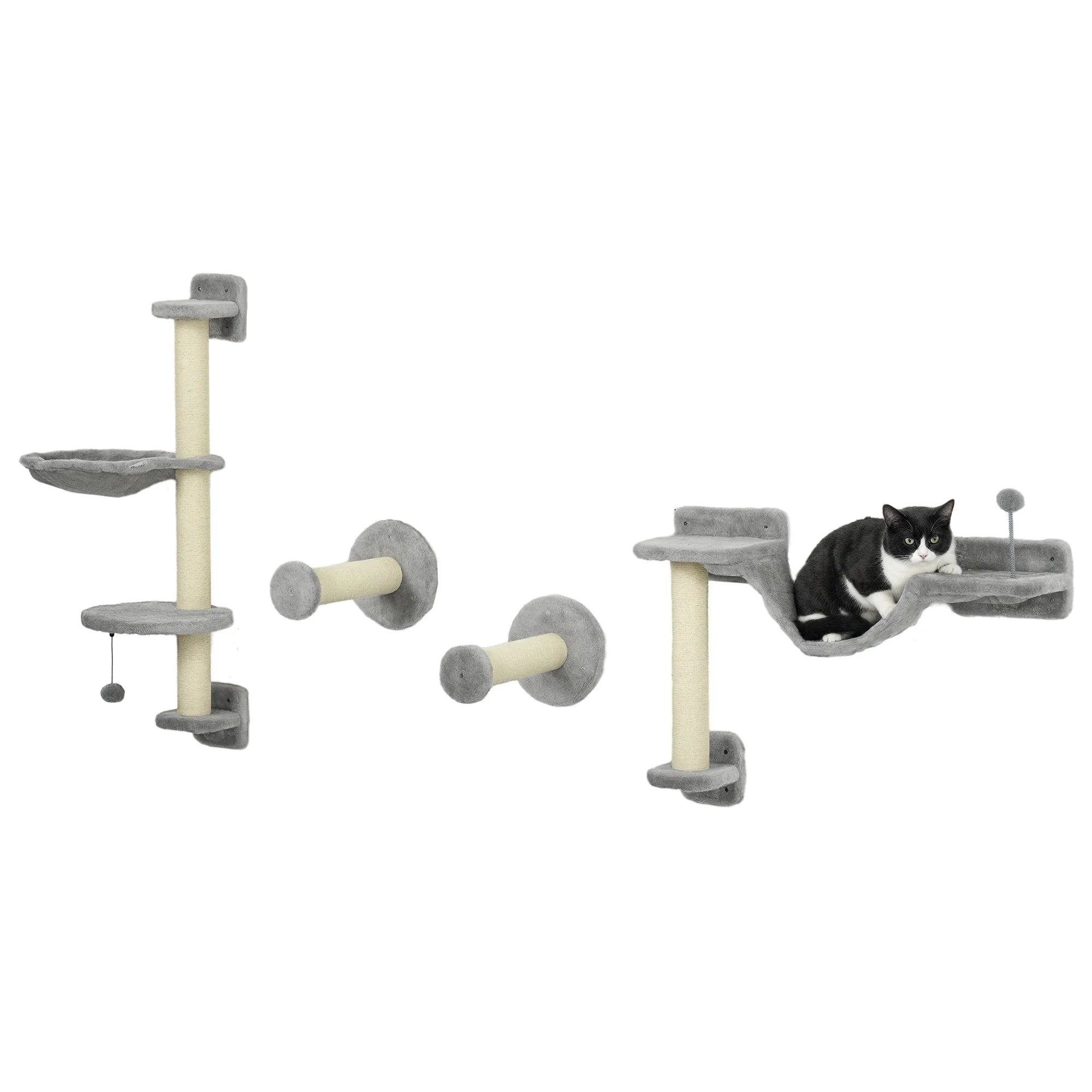 L'Ascension – Arbre à chat mural modulable en bois (Set de 4 modules)