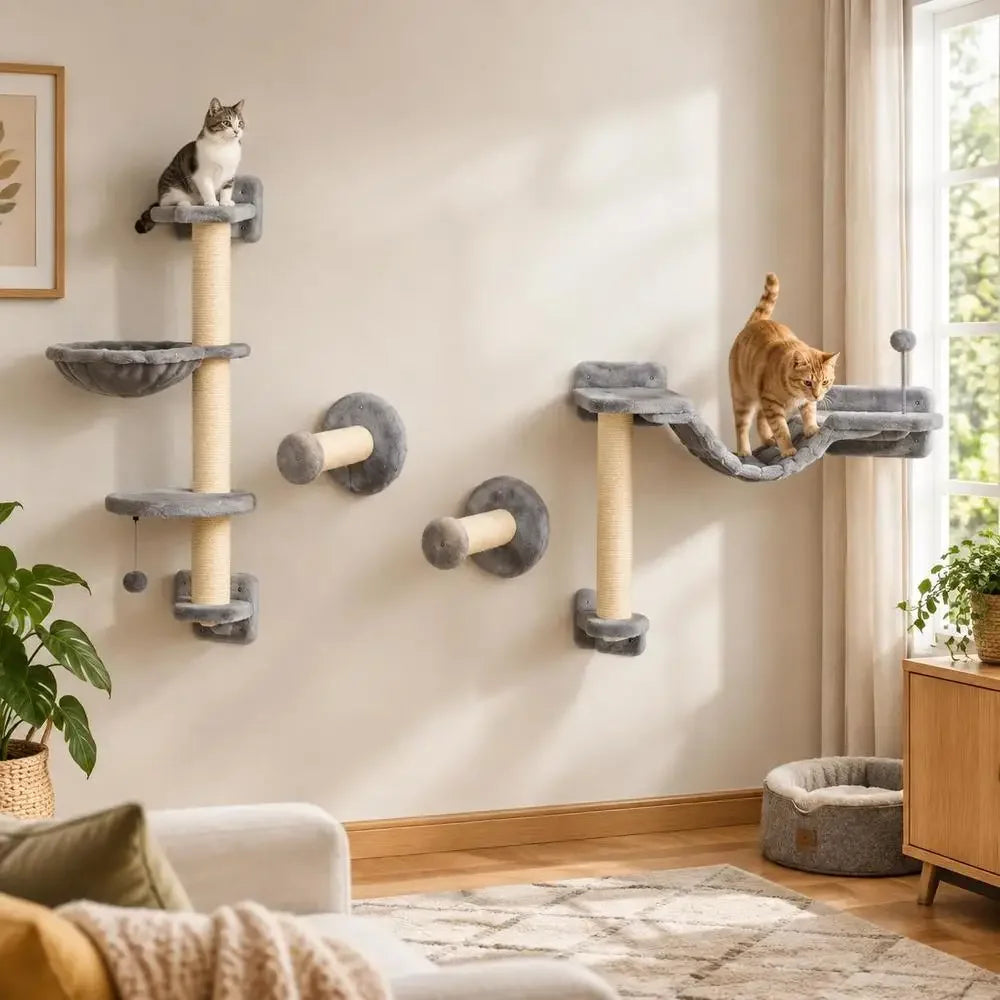 Arbre à Chat Mural 4 Pièces avec Hamac – Le Pompon