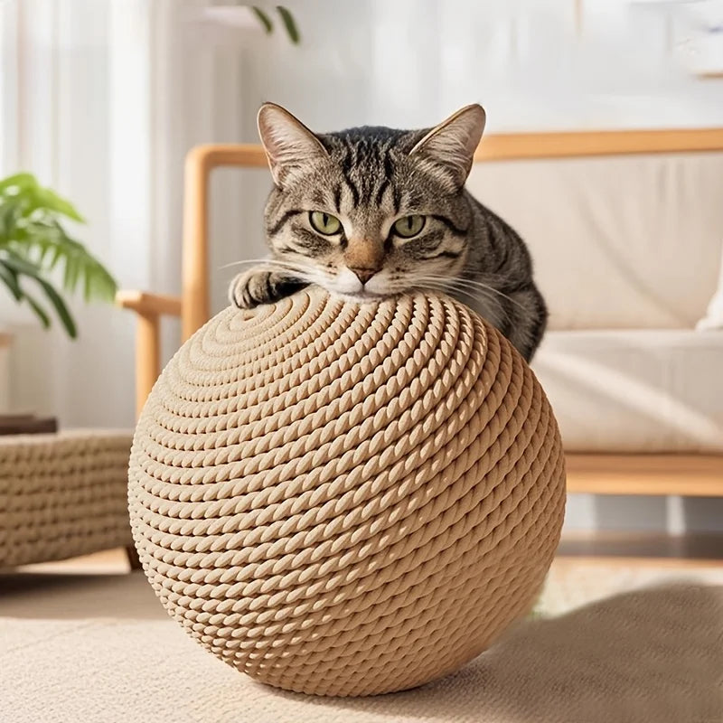 Balle en sisal géante pour chat 8 cm jouet interactif – vue 1
