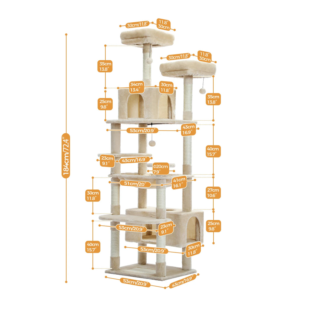 Le Sanctuaire – Arbre à Chat XXL & Confort Communautaire (184 cm)