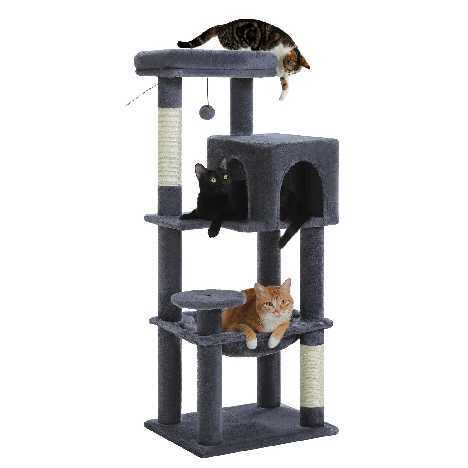 La Résidence de Gatsby – Arbre à Chat Maine Coon avec Niche, Hamac et Perchoir Panoramique (113 cm)