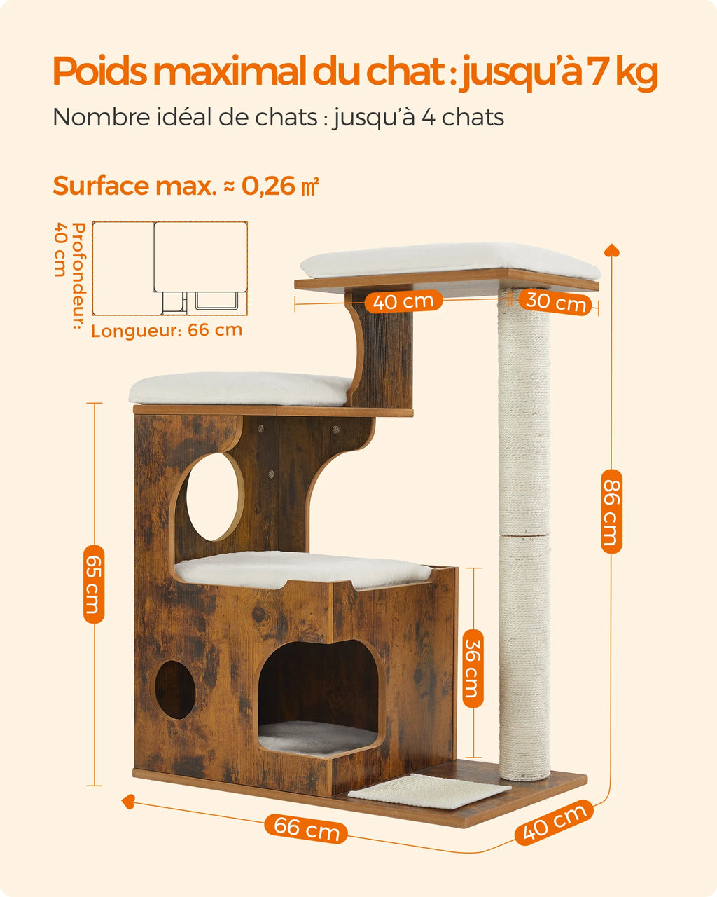 Le Loft Vintage – Arbre à chat design compact (86 cm)
