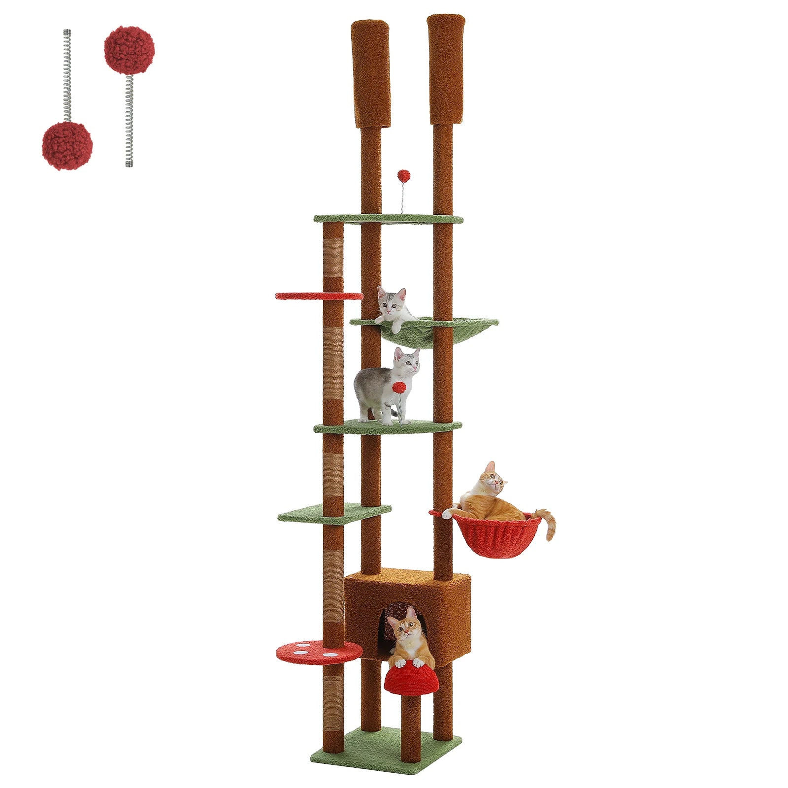 L'Horizon Félin – Arbre à chat sol-plafond XXL avec double hamac (237 à 256 cm)