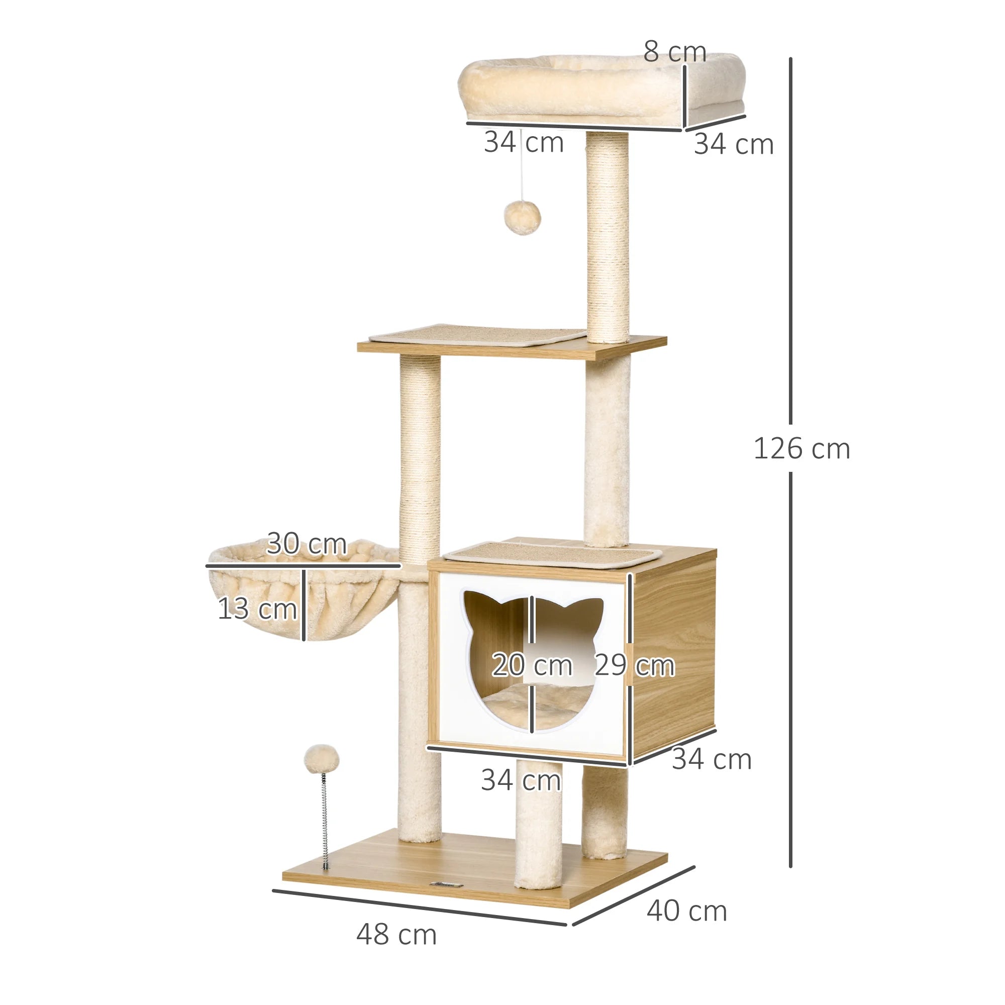 Le Prisme Élevé – Arbre à Chat Architectural en Bois & Textile Bouclé (126 cm)