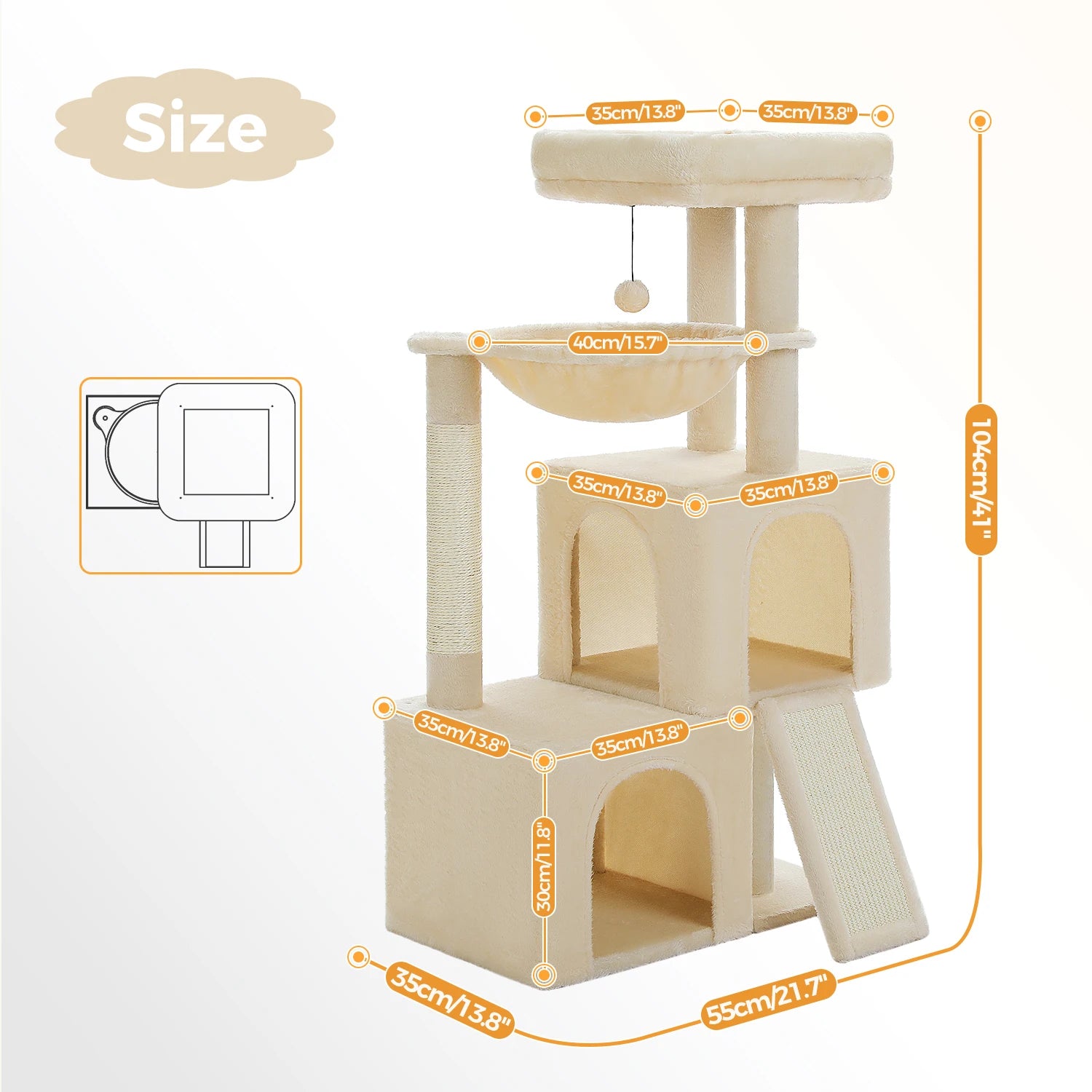 L'Atelier – Arbre à Chat XXL Compact & Stabilité Maximale (104 cm)