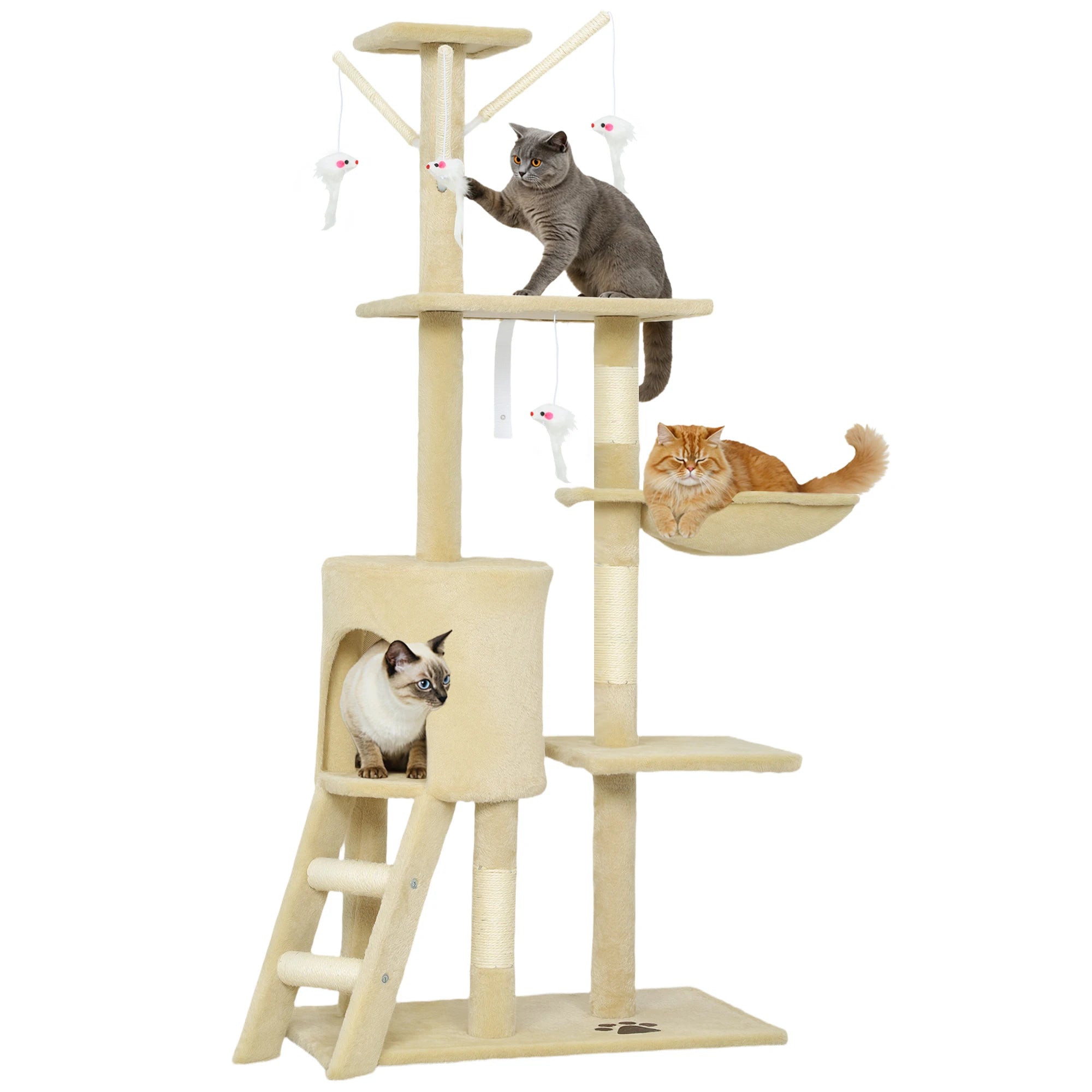 Le Château de Louna – Arbre à Chat XXL avec Niche, Hamac, Échelle et Plateformes Panoramiques