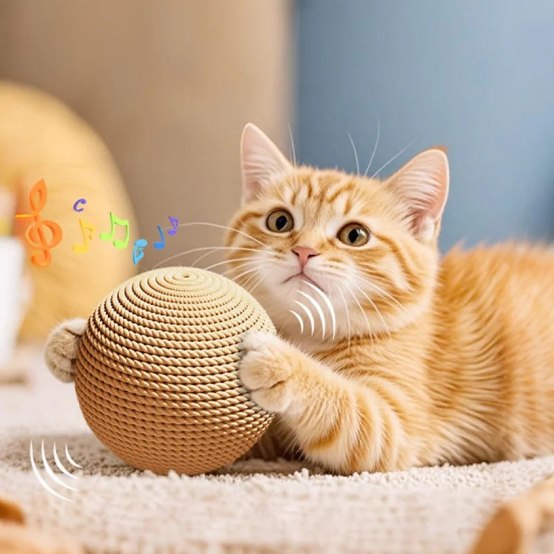 Balle en sisal géante pour chat 8 cm jouet interactif – vue 4