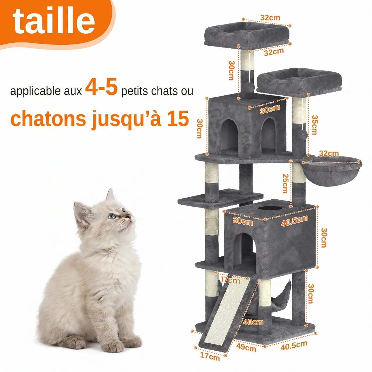 Kineo – Arbre à Chat Maine Coon Haute Stabilité & Confort XXL (158 cm)
