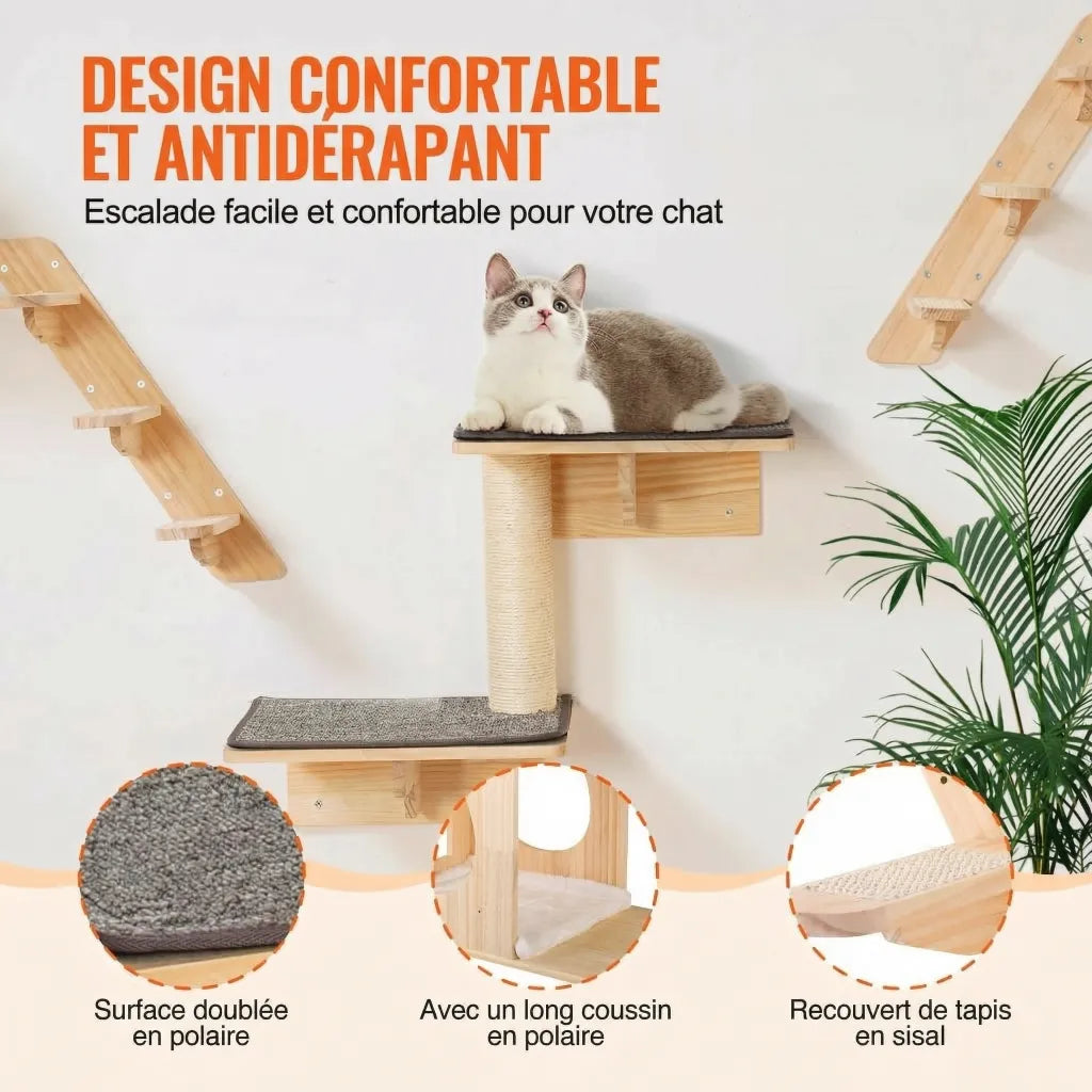 Le Balcon des Cimes – Arbre à Chat Mural Multi-Niveaux