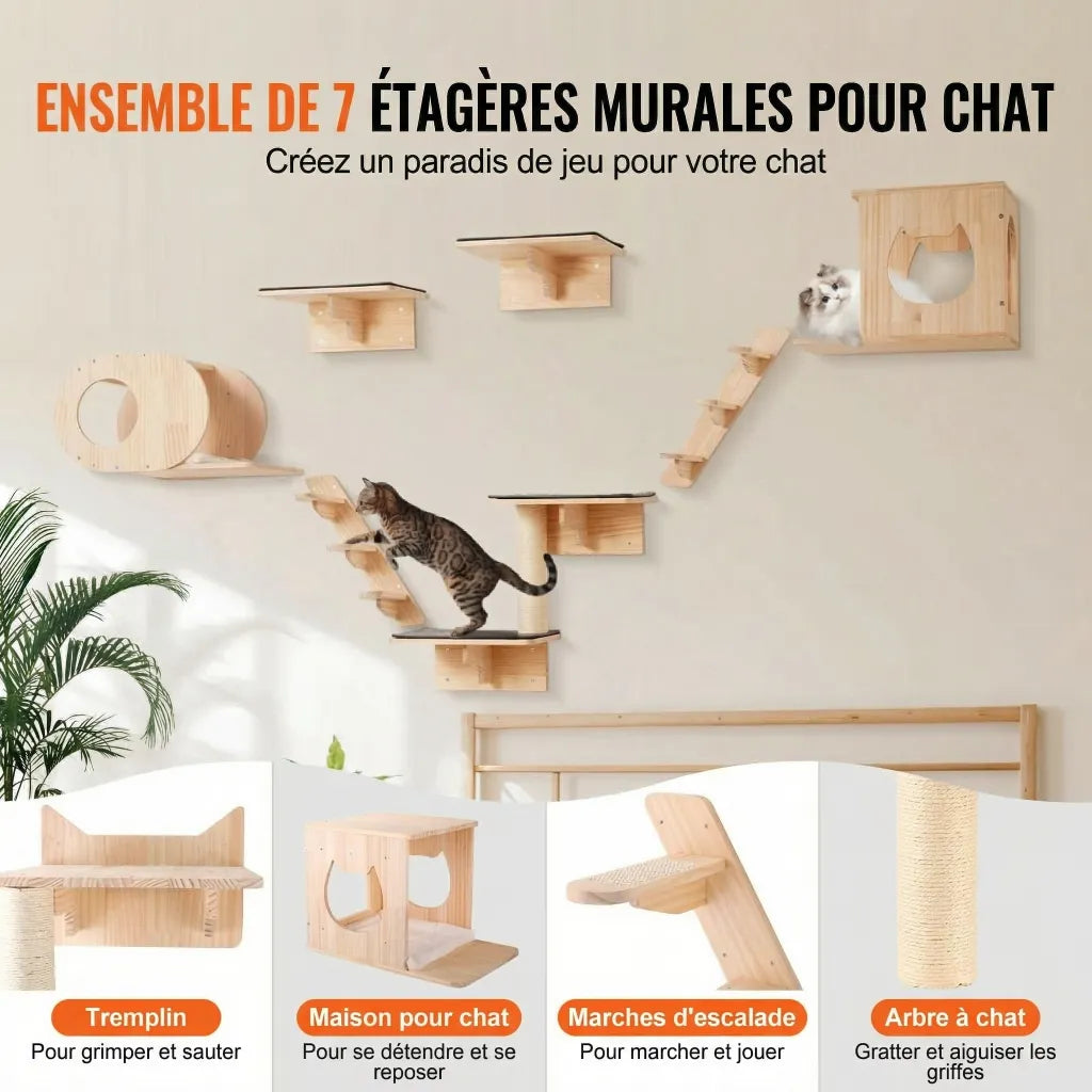 Le Balcon des Cimes – Arbre à Chat Mural Multi-Niveaux