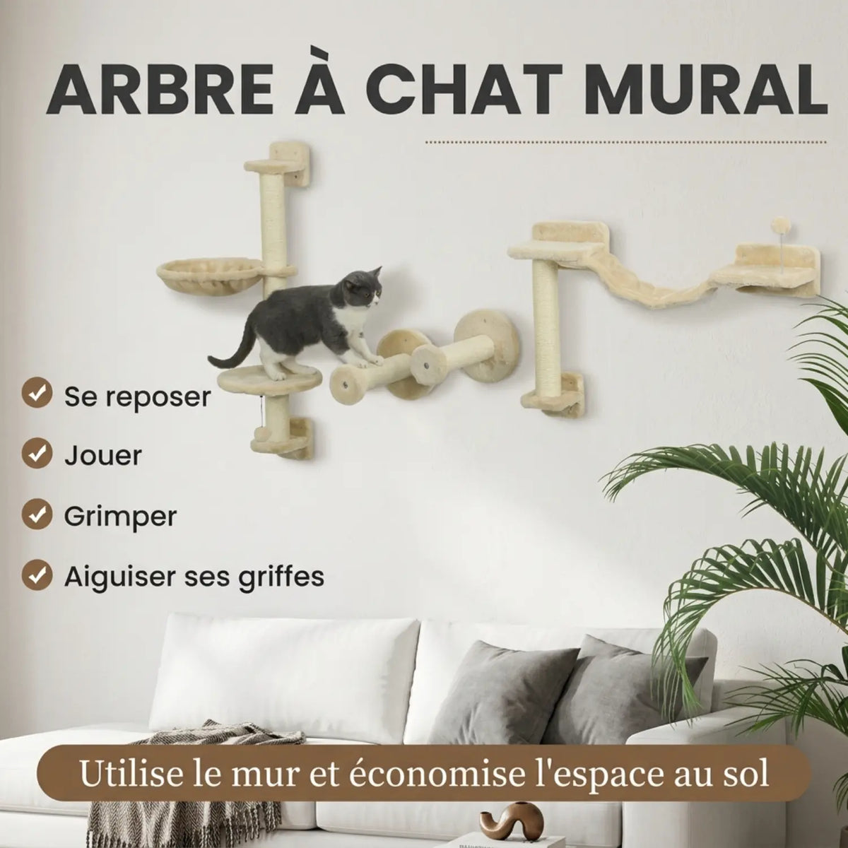 Arbre à chat mural modulable L'Ascension – vue 5