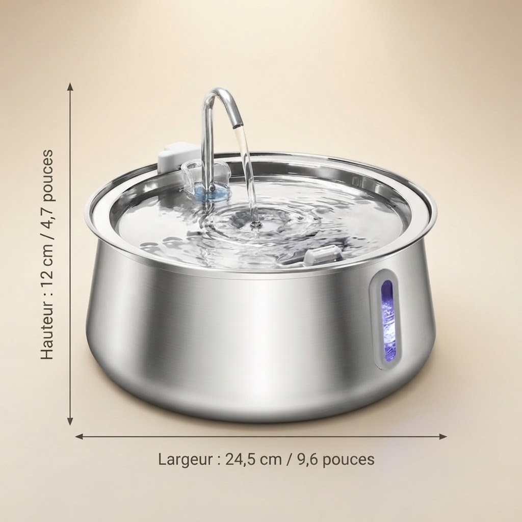 Fontaine à eau inox pour chat 4 L La Fontaine Inox Pureté – vue 3