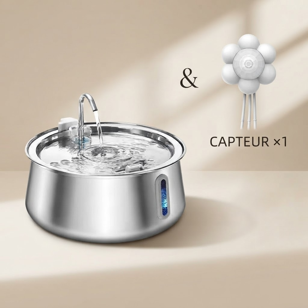 Fontaine à eau inox pour chat 4 L La Fontaine Inox Pureté – vue 4