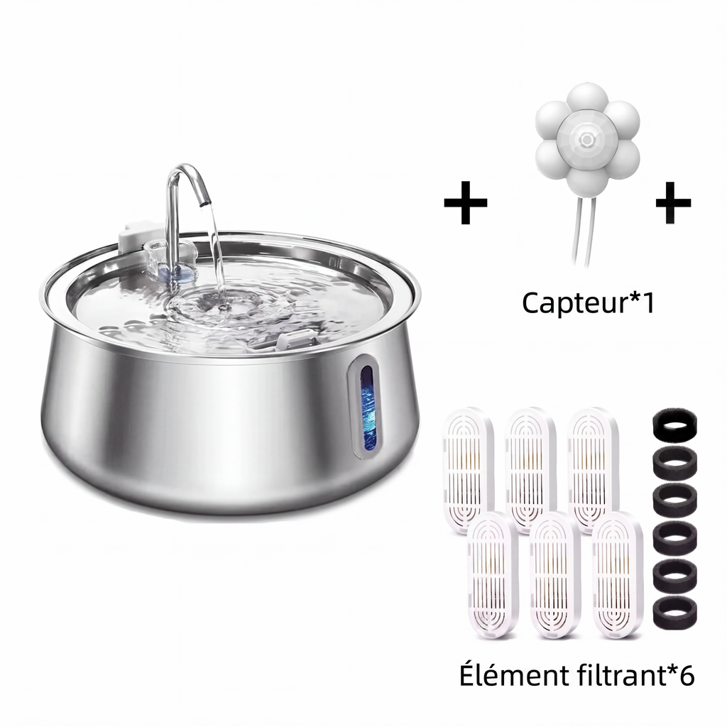 Fontaine à eau inox pour chat 4 L La Fontaine Inox Pureté – vue 7