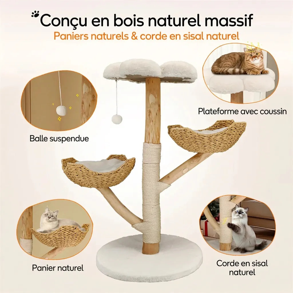 L’Épuré Scandinave – Arbre à Chat Compact (111 cm)