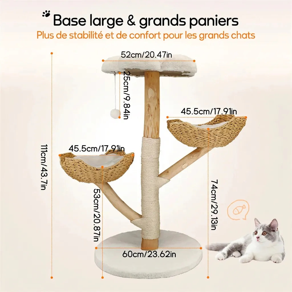 L’Épuré Scandinave – Arbre à Chat Compact (111 cm)