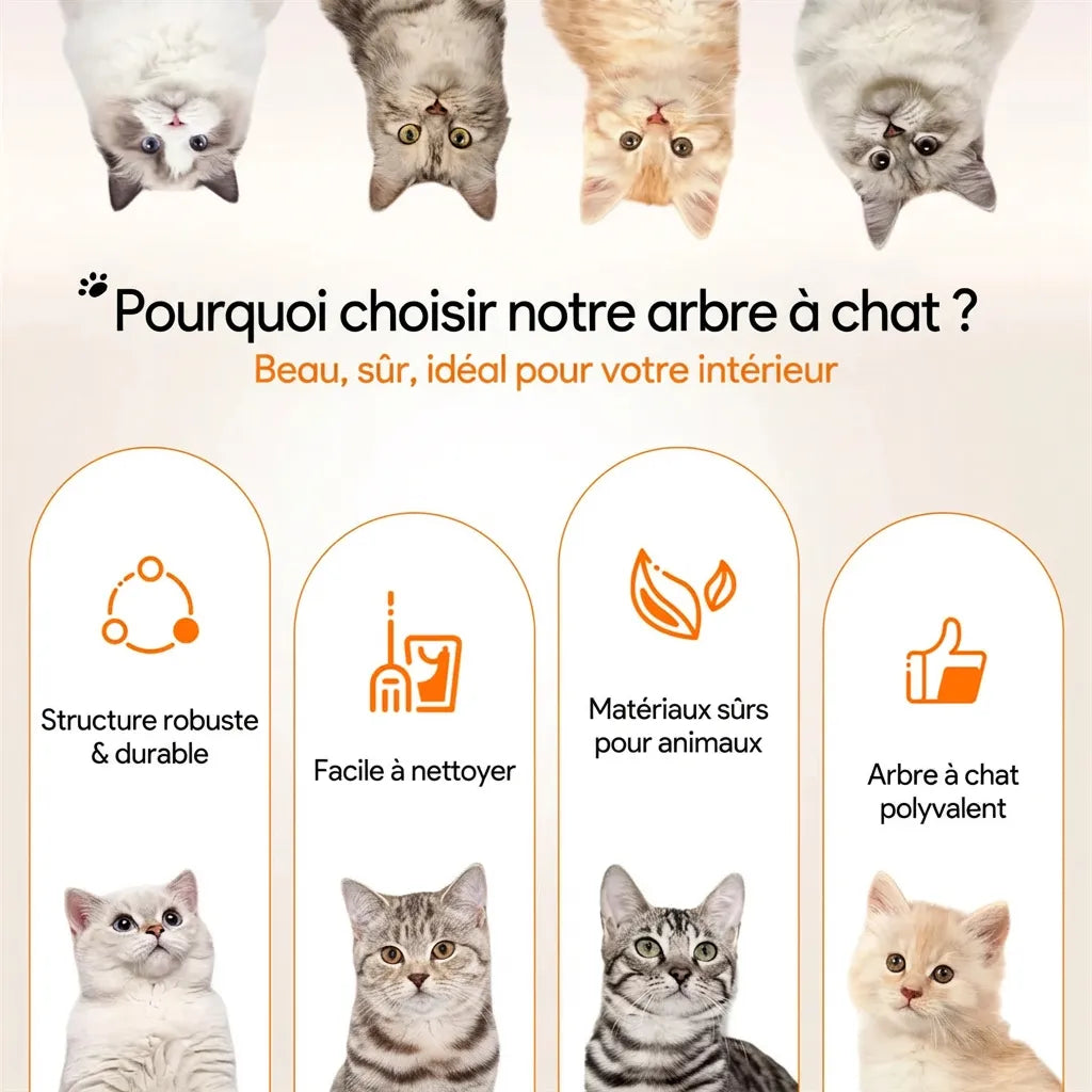 L’Épuré Scandinave – Arbre à Chat Compact (111 cm)