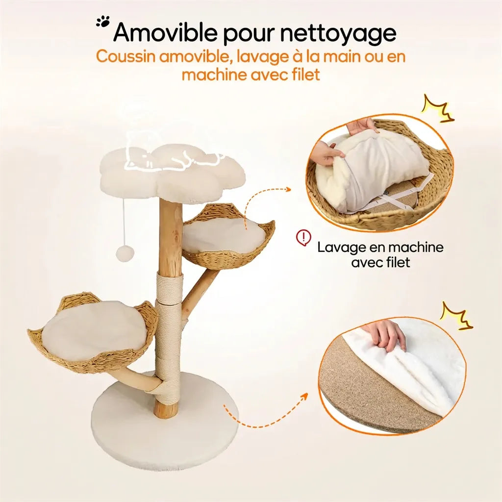 L’Épuré Scandinave – Arbre à Chat Compact (111 cm)