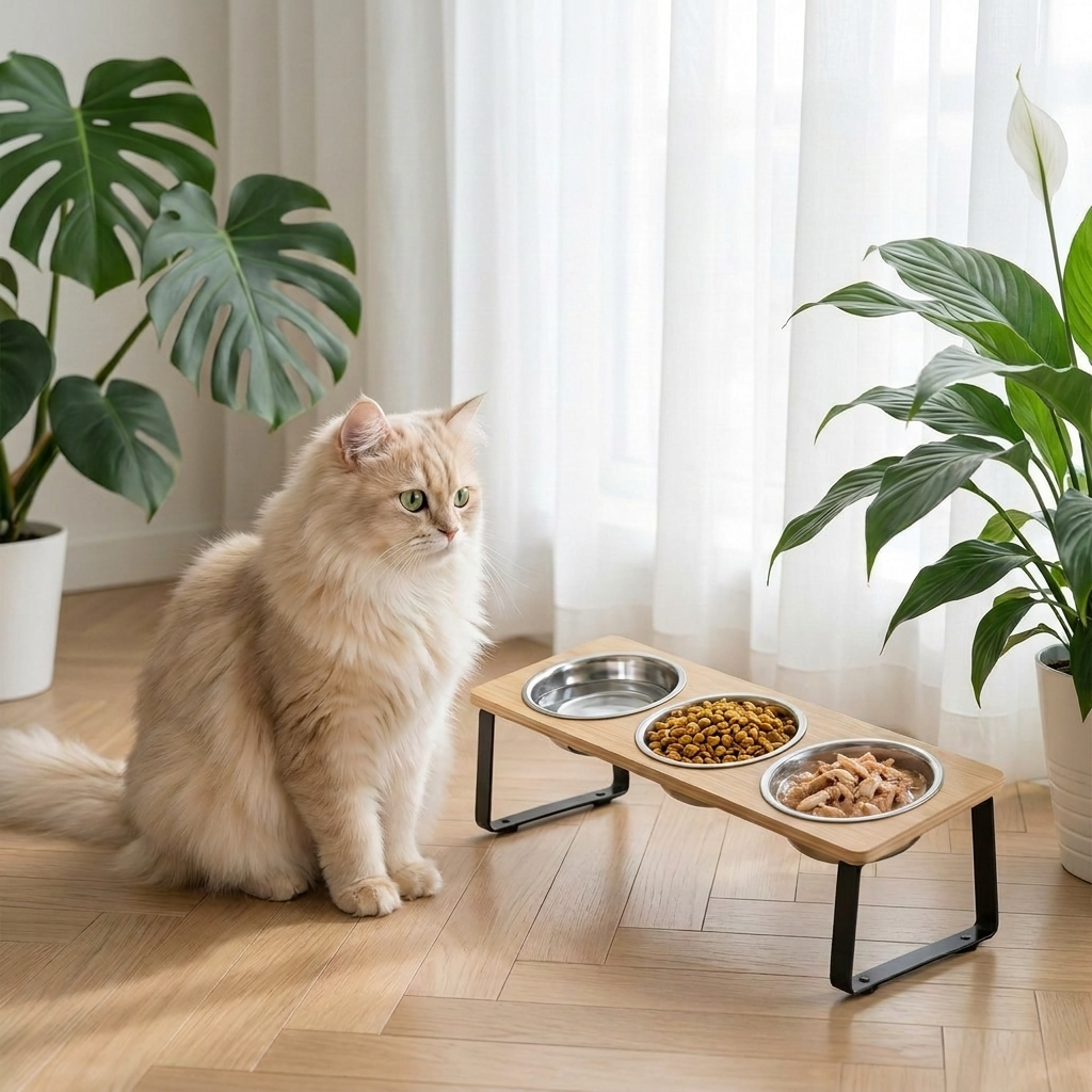 Gamelle triple surélevée pour chat Le Trio Surélevé – vue 4