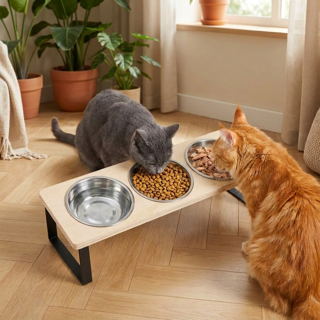 Gamelle triple surélevée pour chat Le Trio Surélevé – vue 5
