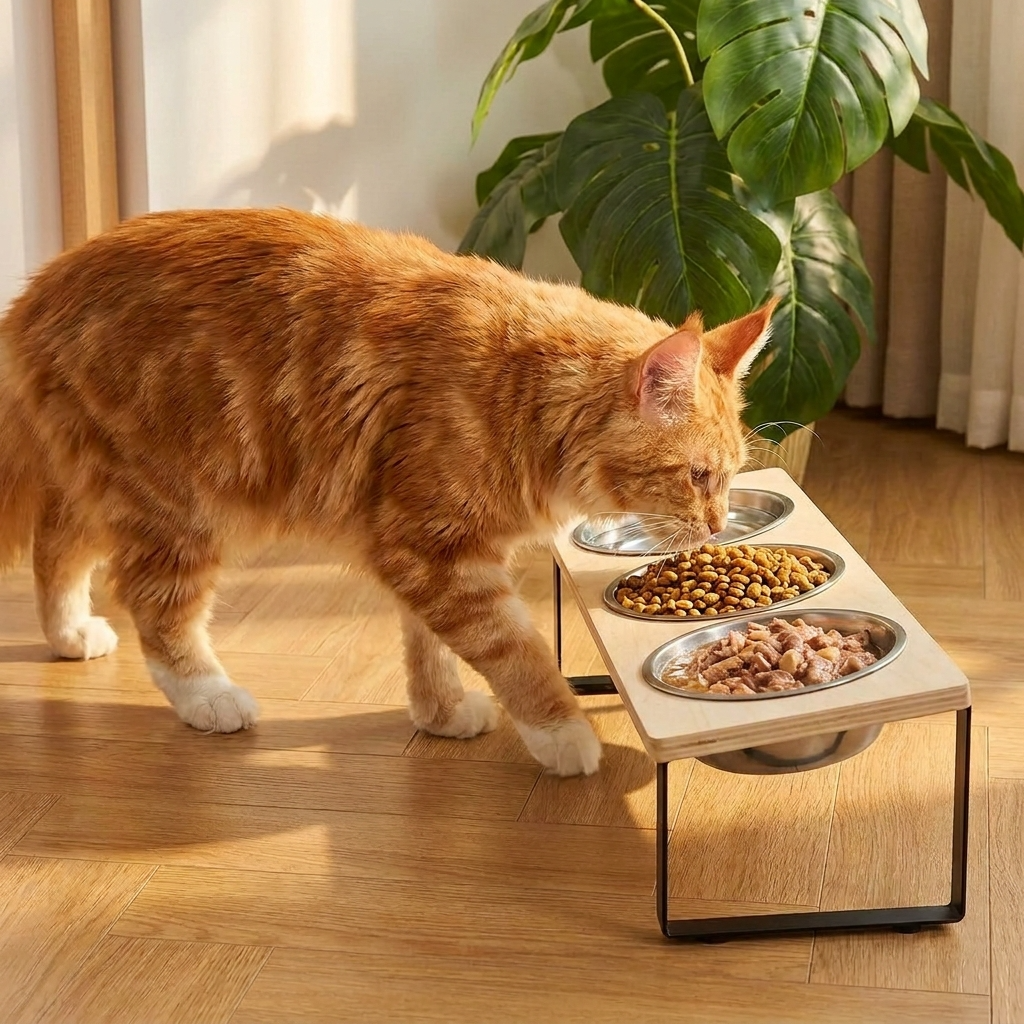 Gamelle triple surélevée pour chat Le Trio Surélevé – vue 7