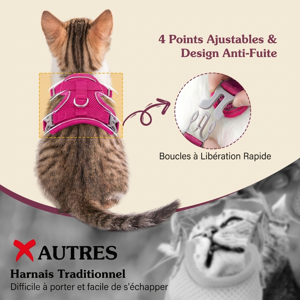 Harnais rembourré et laisse pour chat Le Harnais Cocon – vue 11