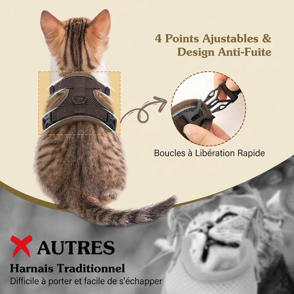 Harnais rembourré et laisse pour chat Le Harnais Cocon – vue 12