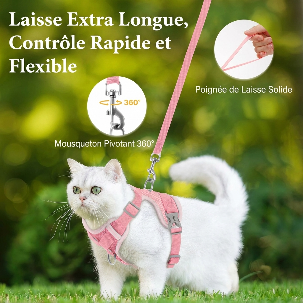Harnais rembourré et laisse pour chat Le Harnais Cocon – vue 6