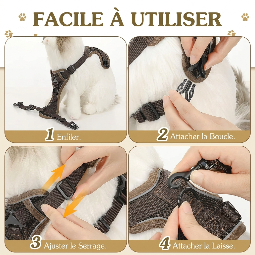 Harnais rembourré et laisse pour chat Le Harnais Cocon – vue 8