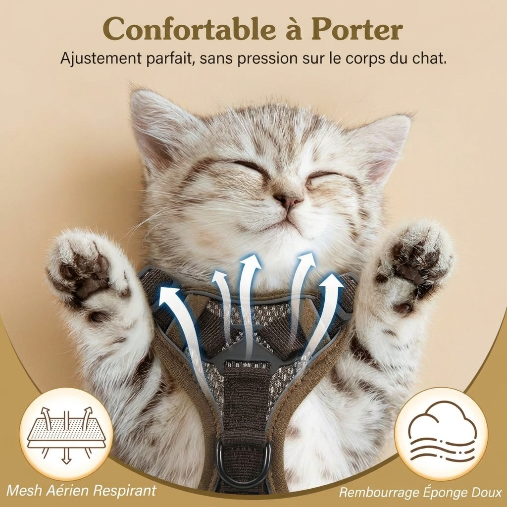 Harnais rembourré et laisse pour chat Le Harnais Cocon – vue 9