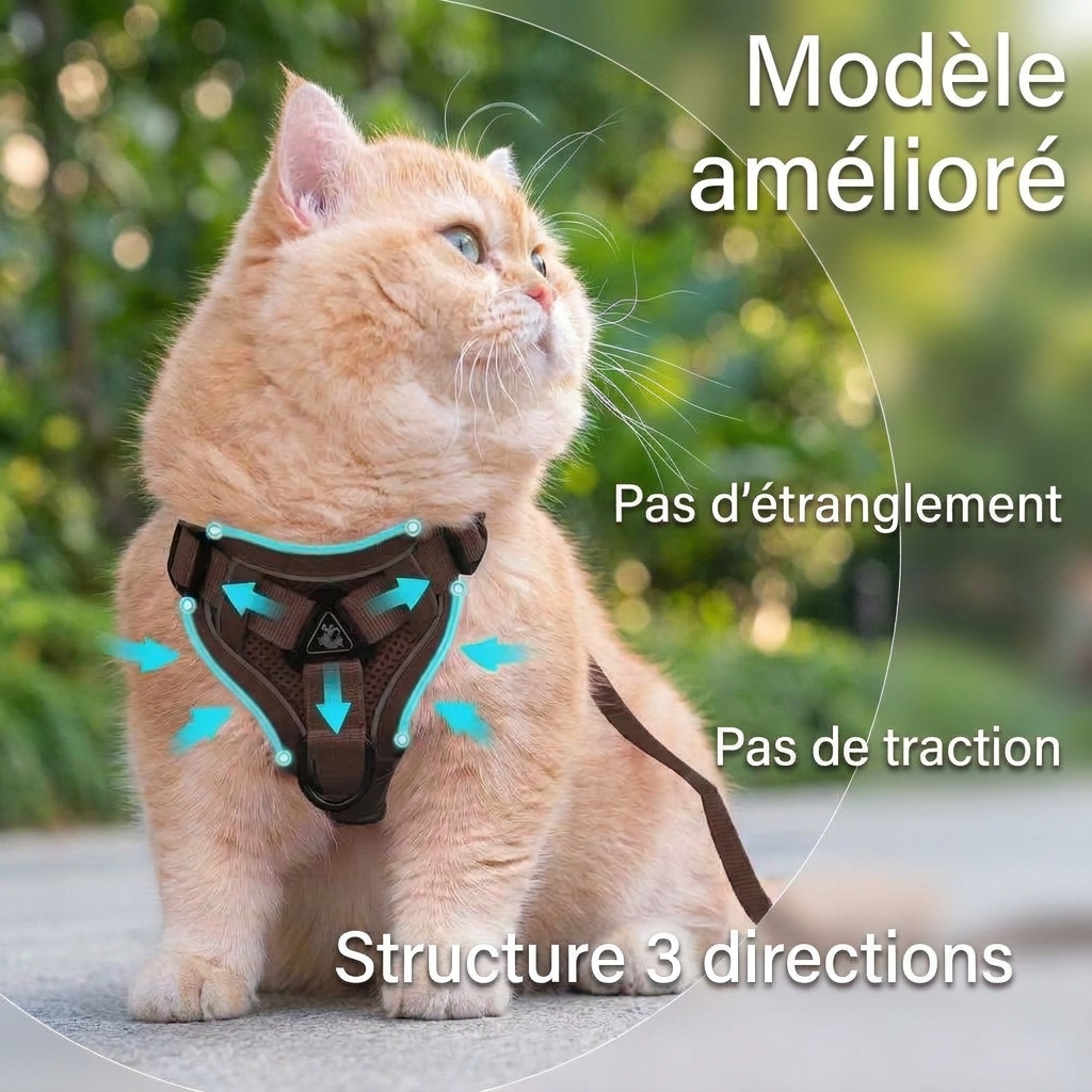 Harnais réfléchissant et laisse pour chat Le Harnais Nocturne – vue 13