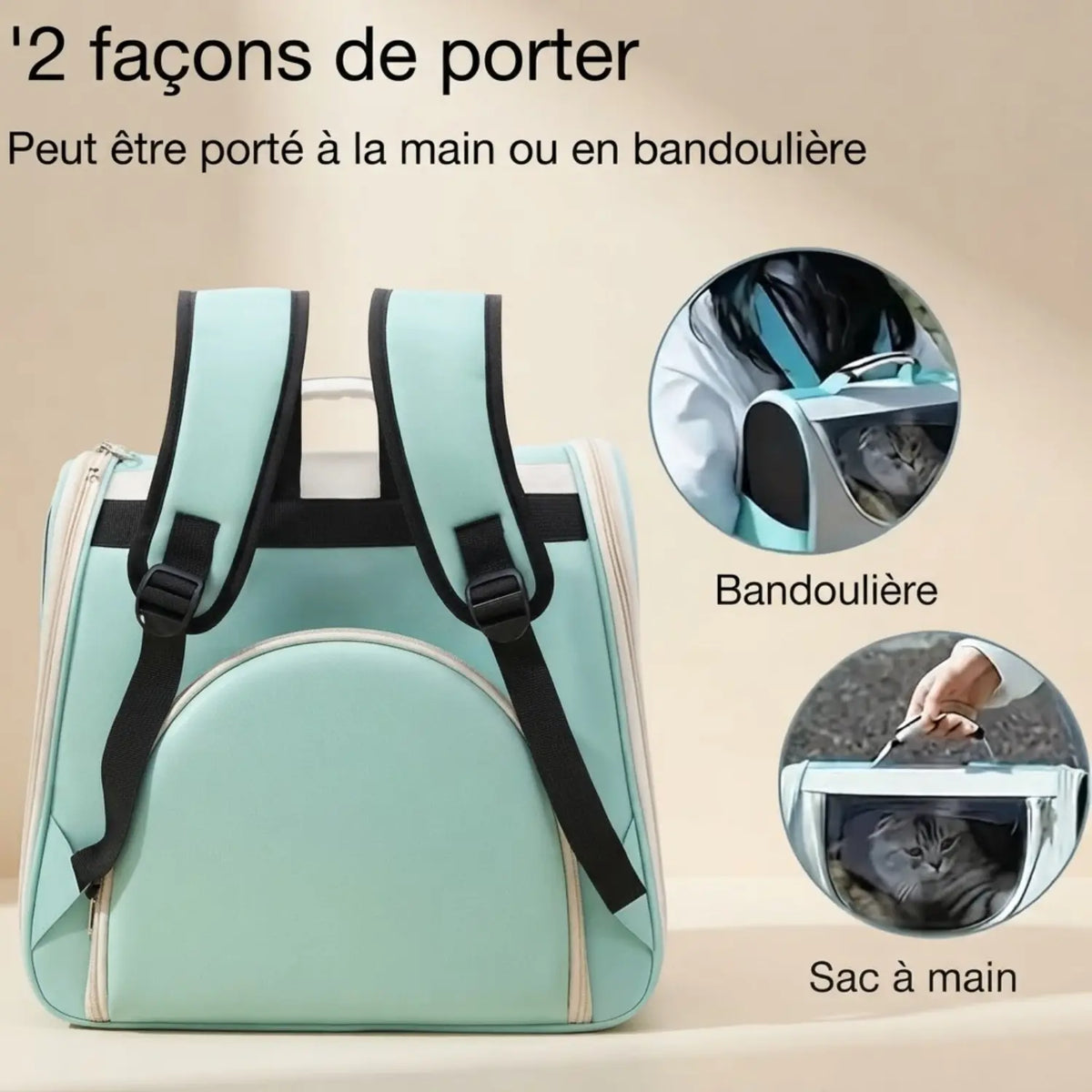 Sac à dos de voyage sécurisé pour chat L'Explorateur – vue 6
