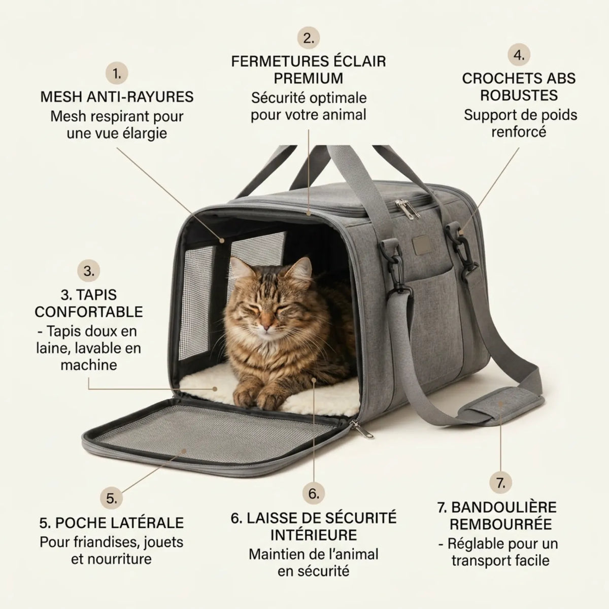 Sac de transport pliable pour chat et chien L'Abri Douillet – vue 7
